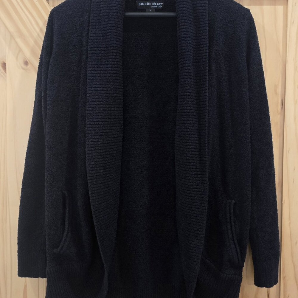 Barefoot Dreams Cozy Chic Lite black knit cardigan